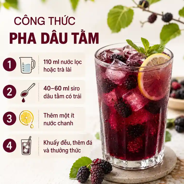 Siro Dâu Tằm Có Trái 8 cong thuc pha siro dau tam
