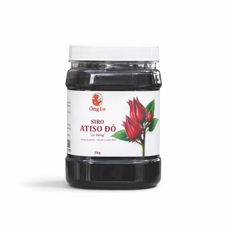 Hũ siro atiso đỏ nấu từ hoa atiso đỏ tươi