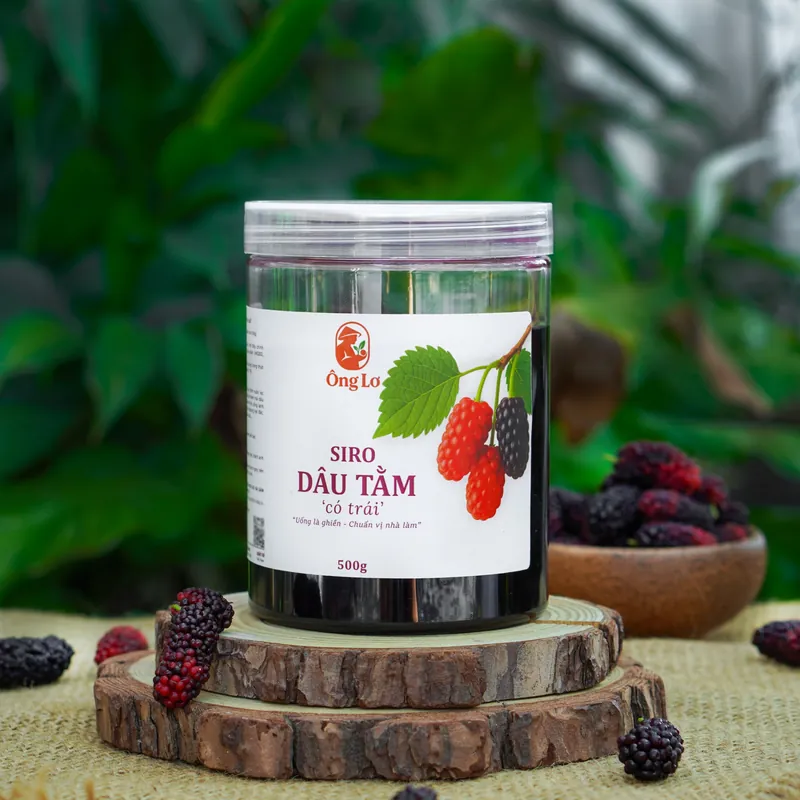 Siro Dâu Tằm Có Trái 2 Hũ siro dâu tằm nhà làm, giữ màu tím tự nhiên