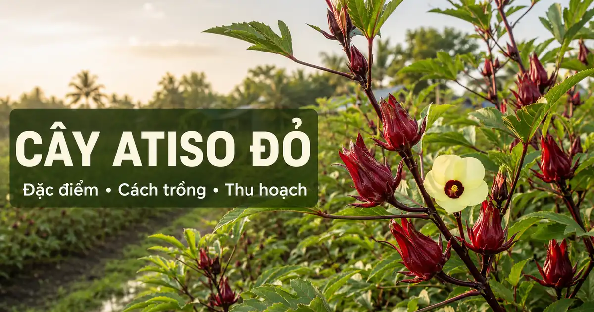 Cây atiso đỏ với đài hoa đỏ mọng tại vườn
