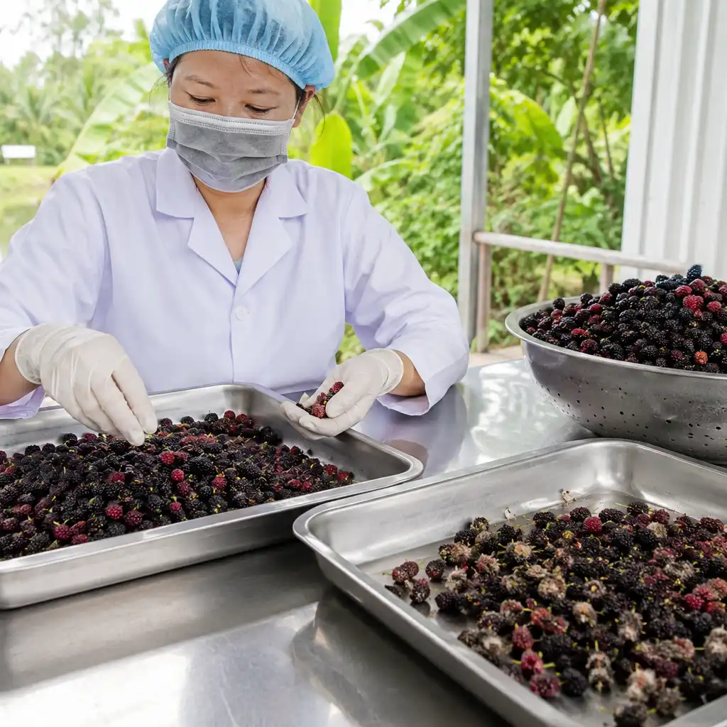 Phân loại dâu tằm tươi trước khi ngâm và nấu siro