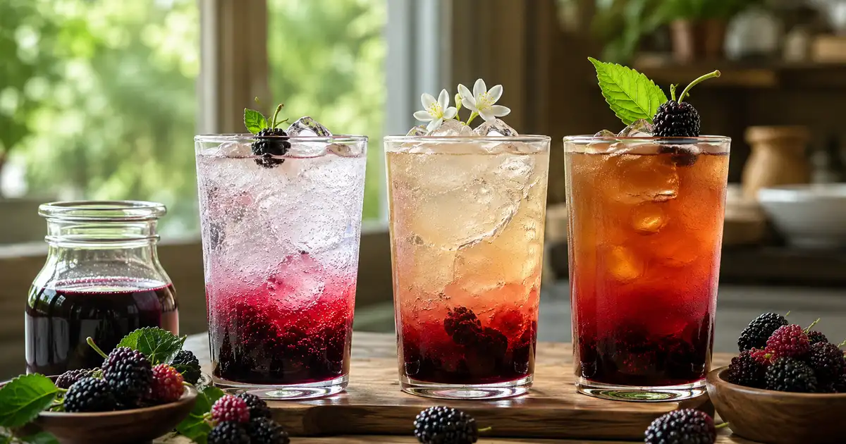 Màu siro dâu tằm thay đổi khi pha soda và trà